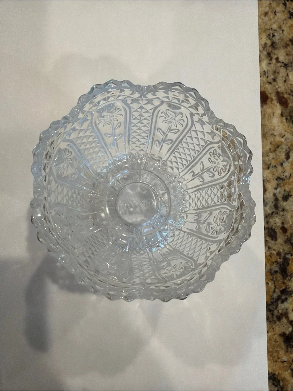 Avon Clear Pressed Glass Floral Scalloped Rim Decorative Vase